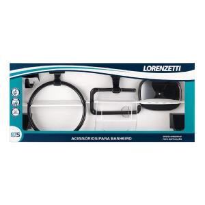 Kit de Acessórios Para Banheiro com 5 Peças Preto 2000 F24 - Lorenzetti