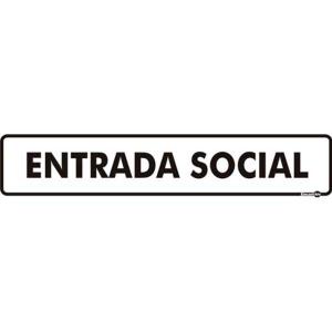 Placa de Sinalização Plástico 6,5x30cm Entrada Social PS441 - Encartale