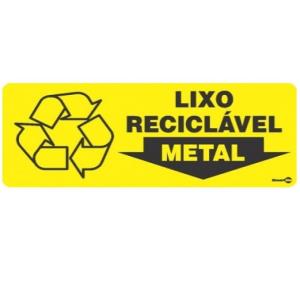 Placa de Sinalização Plástico 13x30cm Lixo Metal PS196 - Encartale