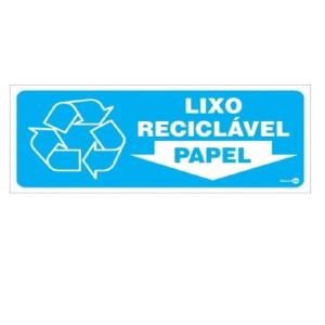 Placa de Sinalização Plástico 13x30cm Lixo Papel PS193 - Encartale