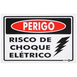 Placa de Sinalização Plástico 15x20cm Choque Elétrico PS159 - Encartale