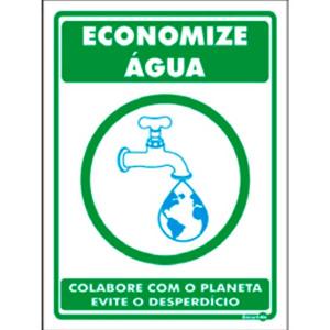 Placa de Sinalização Plástico 15x20cm Economize Água PS638 - Encartale