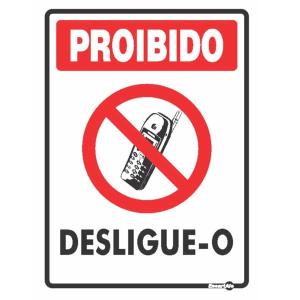 Placa de Sinalização Plástico 15x20cm Proibido Celular PS157 - Encartale