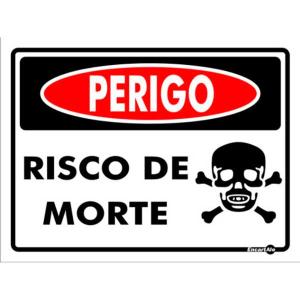 Placa de Sinalização Plástico 15x20cm Risco de Morte PS158 - Encartale