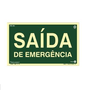 Placa de Sinalização Fotoluminescente 15x25cm Saída de Emergência PAF314 - Encartale