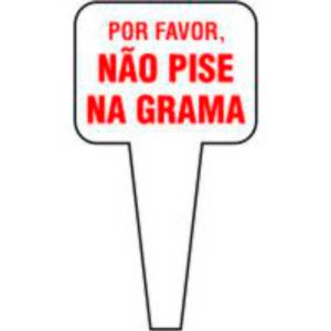 Placa de Sinalização Plástico 16,5x29cm Não Pise na Grama PS177 - Encartale