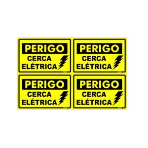 Placa de Sinalização Plástico 20x30cm Cerca Elétrica PS168 - Encartale