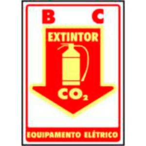 Placa de Sinalização Fotoluminescente 20x30cm Extintor CO2 PAF302 - Encartale