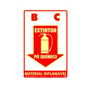 Placa de Sinalização Extintor Pó Químico Fotoluminescente 20x30cm PAF300 - Encartale