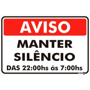 Placa de Sinalização Plástico 20x30cm Manter Silêncio PS467 - Encartale