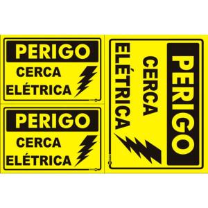 Placa de Sinalização Plástico 20x30cm Perigo Cerca Elétrica PS166 - Encartale