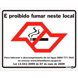 Placa de Sinalização Plástico 20x30cm É Proibido Fumar Neste Local PS611 - Encartale