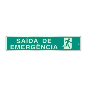 Placa de Sinalização Alumínio 05x25cm Saída de Emergência Fotoluminescente F05001 - Indika