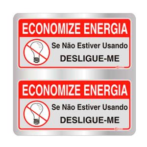 Placa de Sinalização Alumínio 16x16cm Economize Energia - Se Não Estiver Usando, Desligue-Me C16027 - Indika