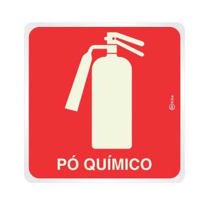 Placa de Sinalização Extintor Pó Químico em Alumínio 16x16cm C16021 - Indika