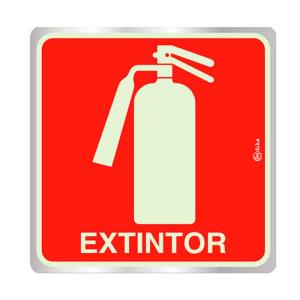 Placa de Sinalização Extintor em Alumínio Fotoluminescente 16x16cm F16005 - Indika