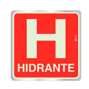 Placa de Sinalização para Hidrante em Alumínio Fotoluminescente 16x16cm F16006 - Indika