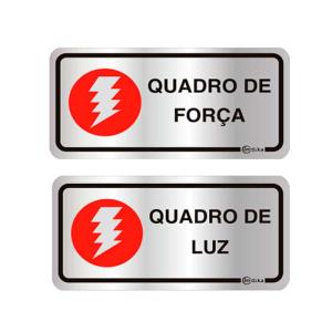 Placa de Sinalização Alumínio 16x16cm Quadro de Força/Quadro de Luz C16028 - Indika