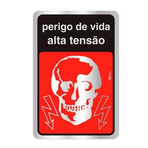 Placa de Sinalização Alumínio 16x25cm Alta Tensão C25013 - Indika