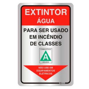 Placa de Sinalização Extintor Água em Alumínio 16x25cm C25003 - Indika