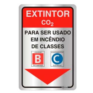 Placa de Sinalização Extintor CO2 em Alumínio 16x25cm C25005 - Indika