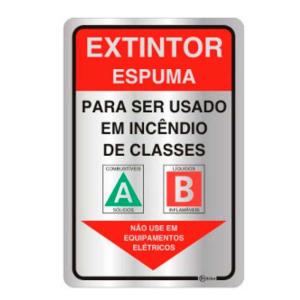 Placa de Sinalização Extintor Espuma em Alumínio 16x25cm C25004 - Indika