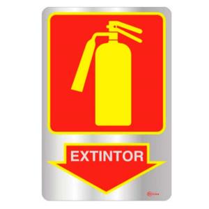 Placa de Sinalização Extintor em Alumínio 16x25cm C25002 - Indika
