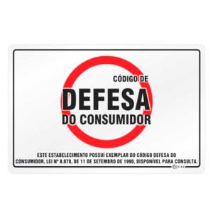 Placa de Sinalização Alumínio 16x25cm Código de Defesa do Consumidor C25047  - Indika