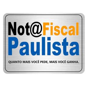 Placa de Sinalização Alumínio 16x25cm Nota Fiscal Paulista C25048 - Indika