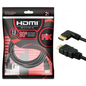 Cabo HDMI 2.0 19 Pinos Ultra HD 4K Plug 90º 2 Metros - ChipSCE