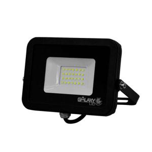 Refletor de Led 20W Slim Luz Fria 6500K IP65 Preto Bivolt - GalaxyLED