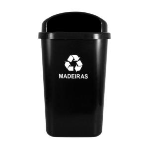 Lixeira Para Coleta Seletiva 50 Litros Preta ST6 - JSN