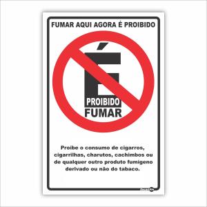 Placa de Sinalização Plástico 20x30cm Proibido Fumar PS600 - Encartale