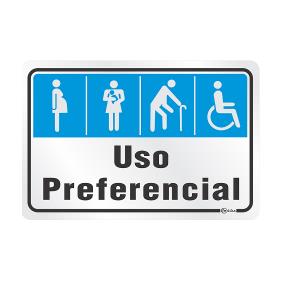 Placa de Sinalização Alumínio 16x25cm Uso Preferencial C25018 - Indika