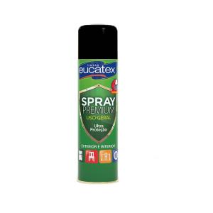 Tinta Spray Multiuso Premium Preto Brilhante 400ml - Eucatex