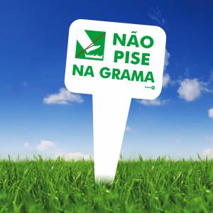 Placa de Sinalização Plástico 16,5x29cm Não Pise na Grama PS101   - Encartale