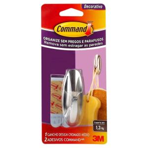 Gancho Plastico Medio Command Cromado - 3M